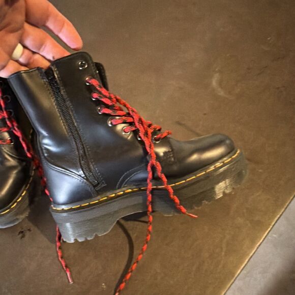 Dr. Martens Black Red Leather Combat Boots Lace Up Zip Non-Slip Men\'s Size 6 main image 4